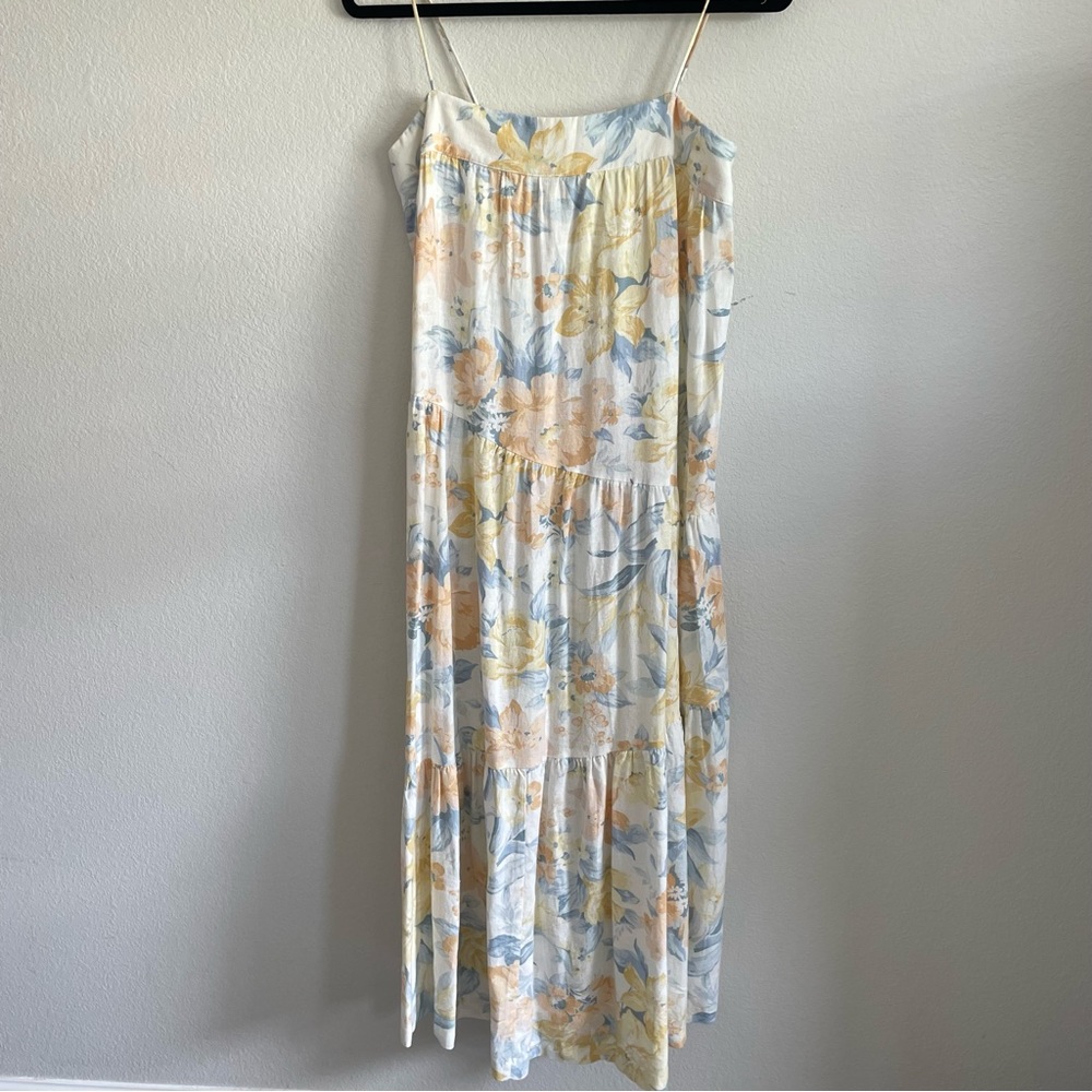 Abercrombie & Fitch Yellow Floral Linen Maxi Dress